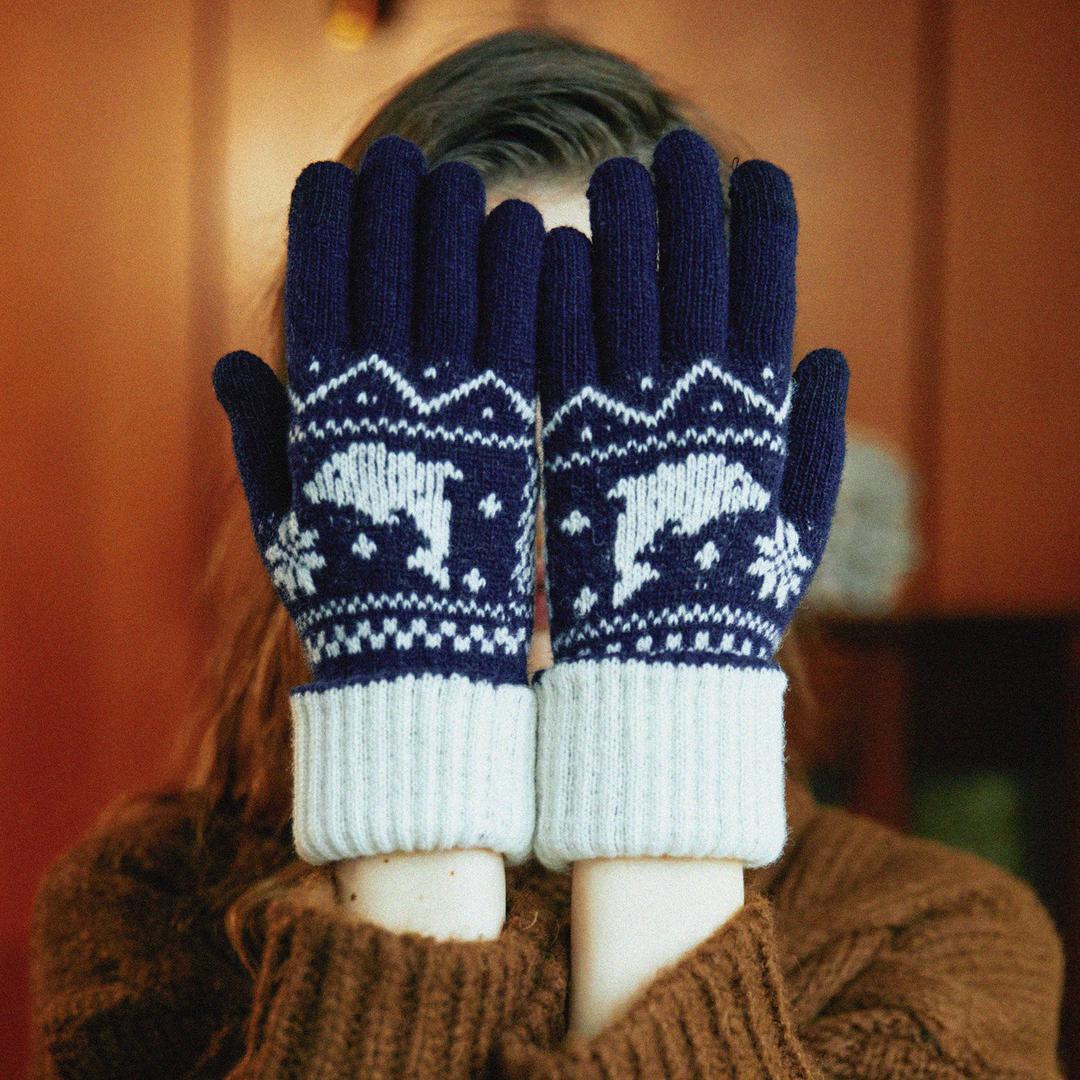 [오마이걸 유아/한선화 착용]돌핀 노르딕 니트 장갑 네이비