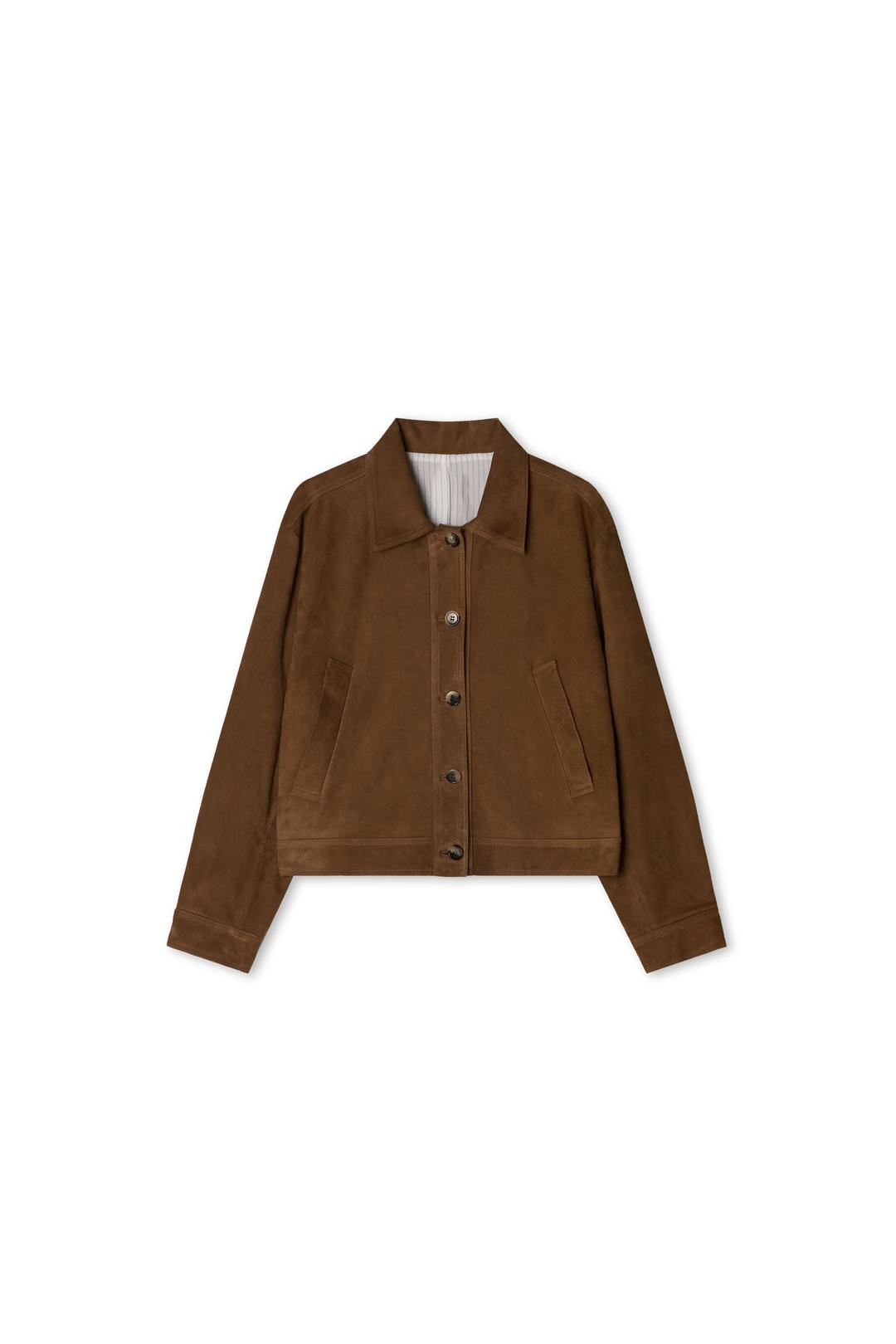 (Exclusive) Leather Cropped JK Suede Sand Brown