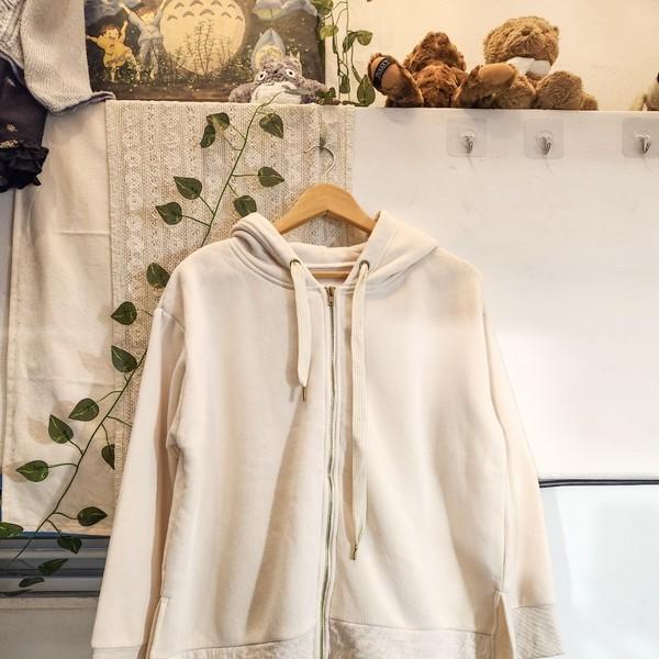 아이보리 기모 후드집업