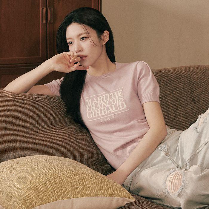 W CLASSIC LOGO HALF KNIT light purple