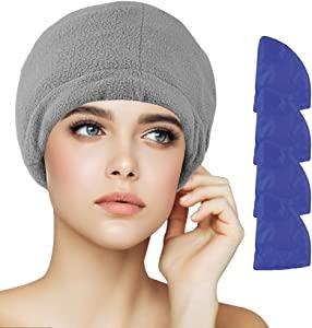 NEWGO Cold Cap Chemo Ice Cap for Cold Therapy, Reusable Ice Gel Cap Headache Cap ice Pack for Migraine, Tension, Sinus Pain, Headache Relief (Gray)