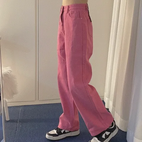 [주문폭주🔥]Cherry pink wide pt 페스티벌 긴 일자 통 y2k 방송 데이트