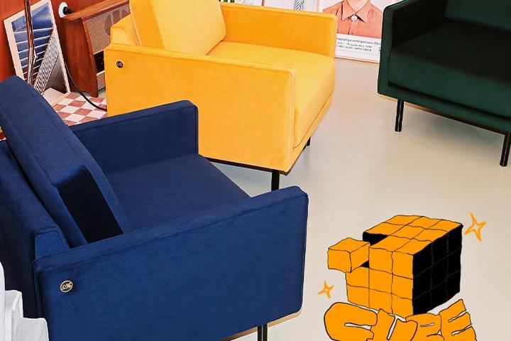 큐브 쇼파 디자인 카페 인테리어 원룸 1인소파 미드센추리모던