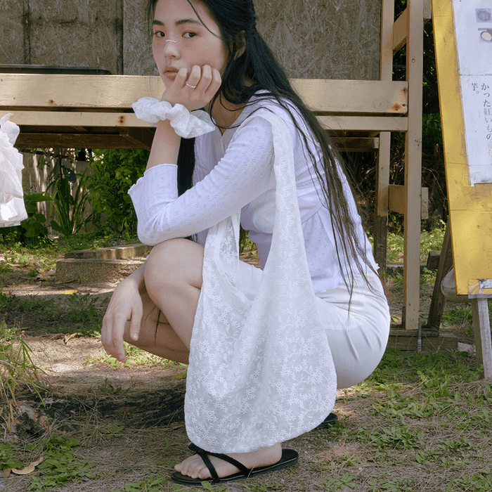 Veil Lace Bag & Scrunch SET _ White
