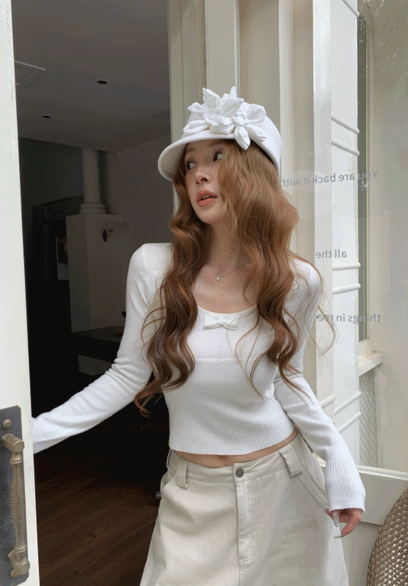 미니 리본 크롭 니트(5570)