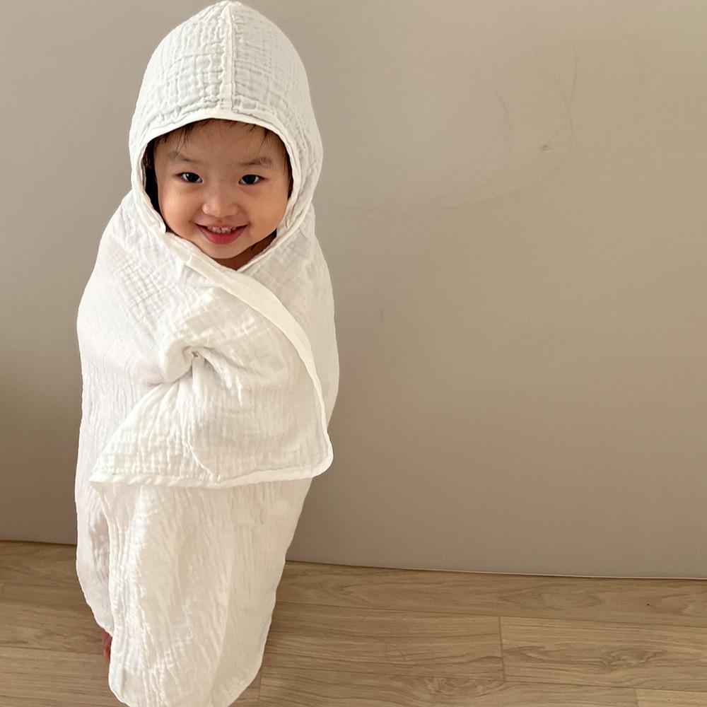 소프트 2중거즈 고깔모자 목욕수건 (2TYPE) 신생아 아기 유아 어린이 물놀이 타올 샤워가운