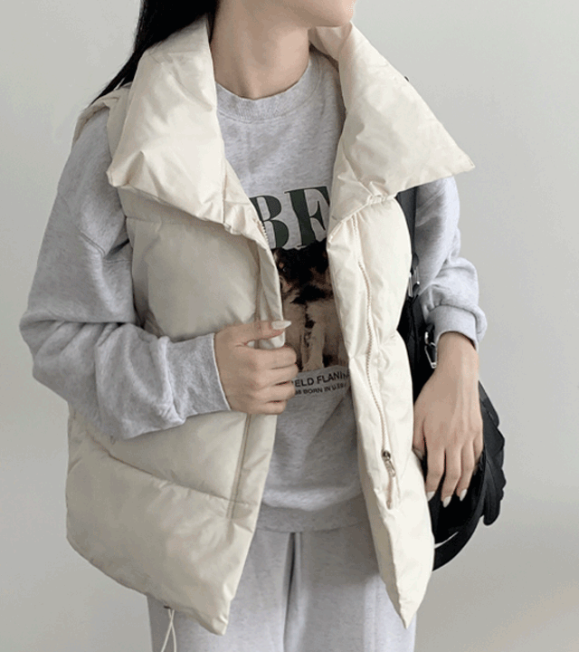 [당일발송/경량패딩] 오버핏 스트링 포켓 웰론 패딩조끼 3color [숏패딩 조끼패딩 나일론 조끼 아노락 조끼 가을자켓 겨울 아우터 교복조끼 바람막이 학생 직장인 빅사이즈조끼 ]