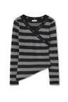 Stripe v-neck knitted top (Gray Black)
