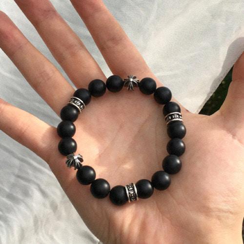 오닉스 10mm 실버하츠 Ver.3 은925 원석팔찌[오닉스]&silver92.5%