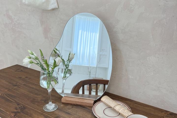 망고 탁상 거울(미송/멀바우 받침) 2size(마카펜 증정)