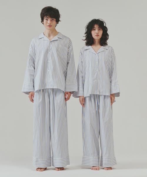 (uni)도미토리 시즌 스트라이프 파자마 블루문