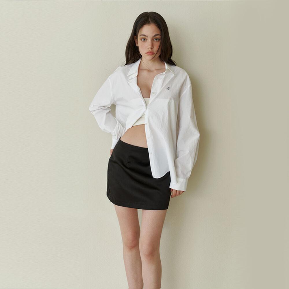 Basic satin mini skirt - black