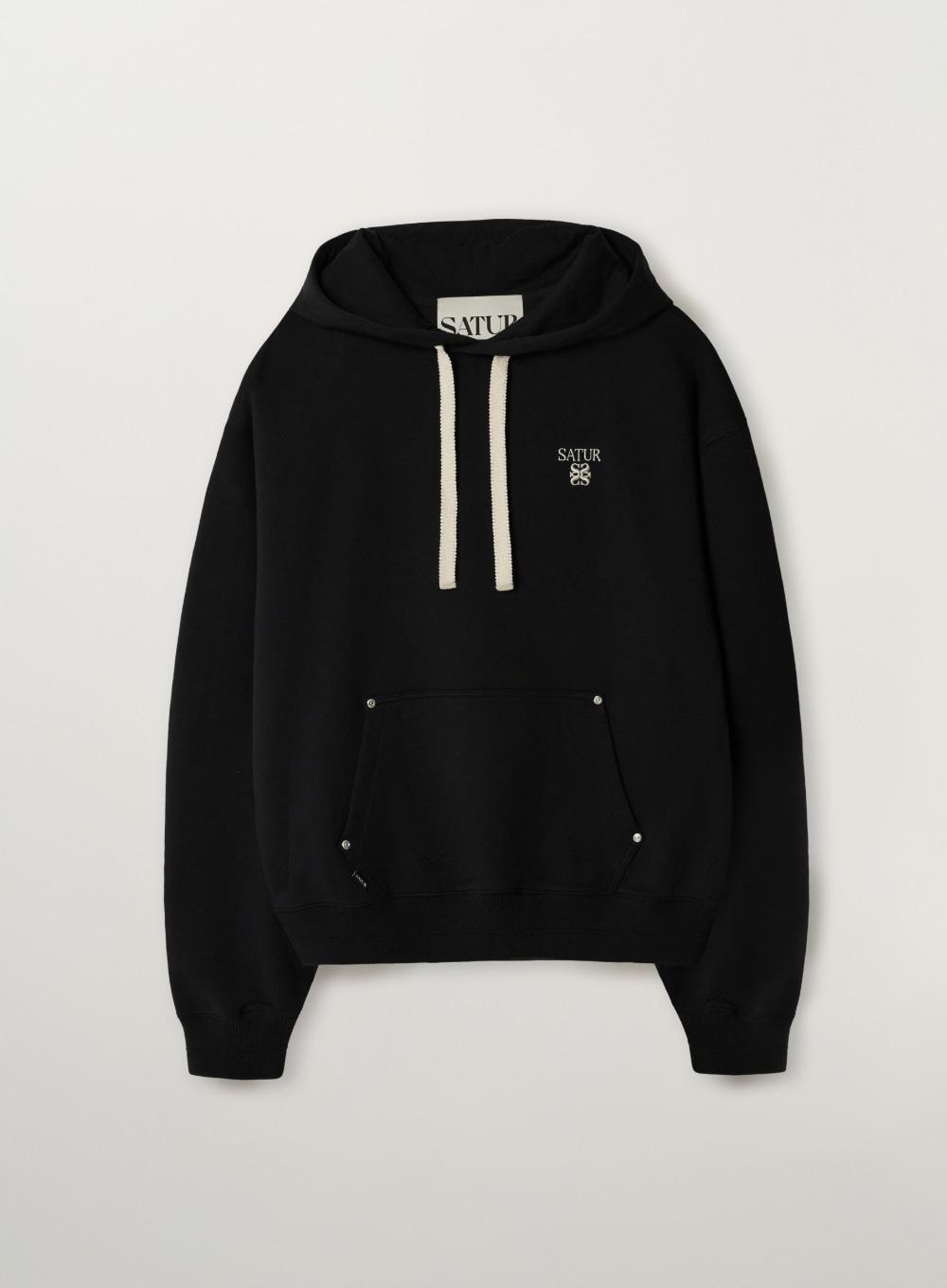 Loren Small Logo Rivet Hoodie - Black