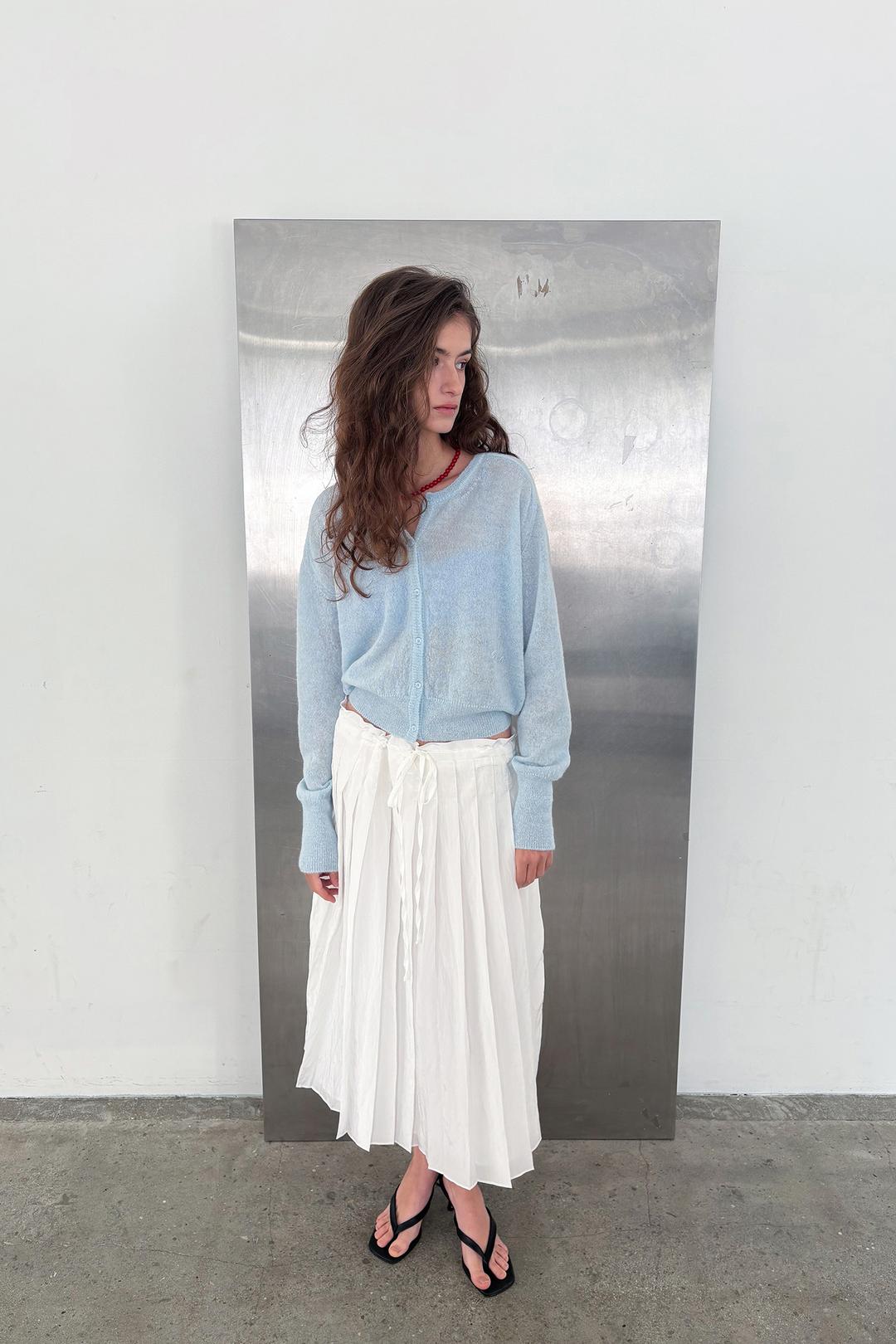 string pleated skirt_white