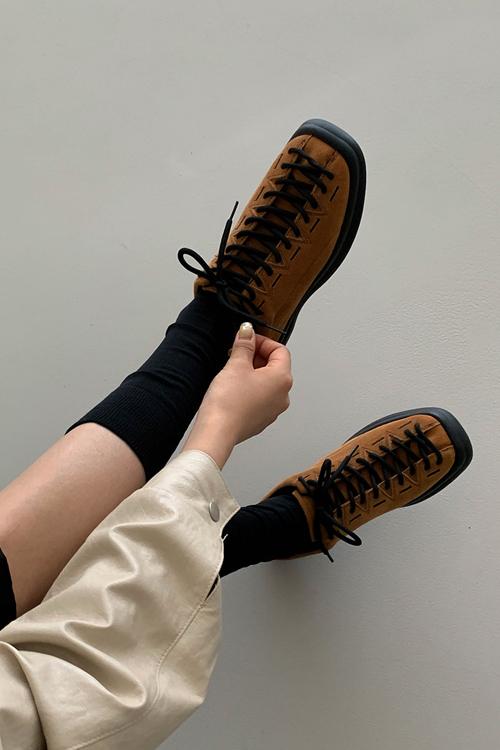 소가죽 끈장식 스프린트 스니커즈 3cm 3컬러