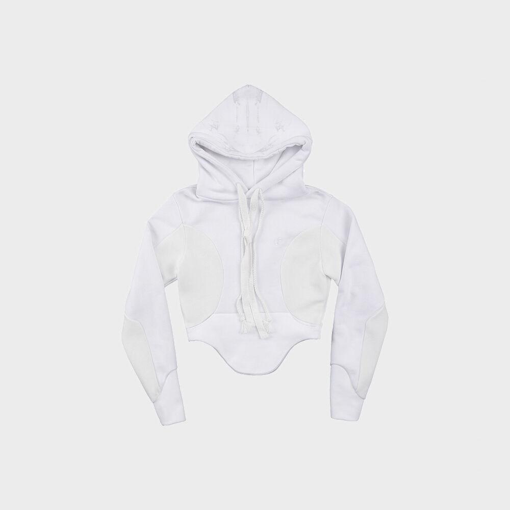 Curved Graphic Hoodie / White
