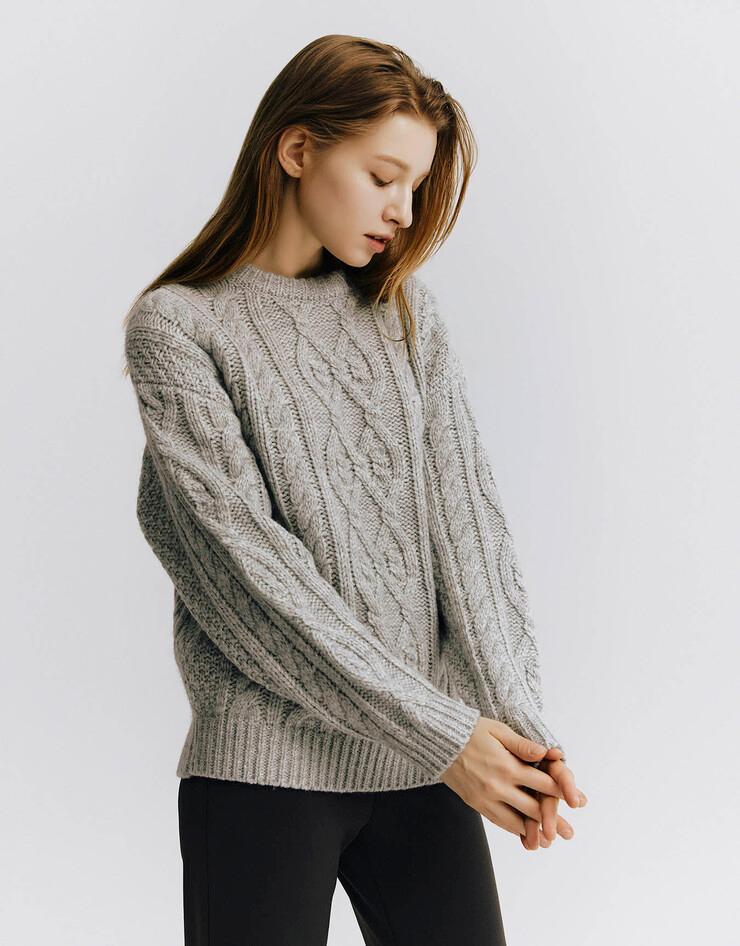 여자 꽈배기 라운드 니트