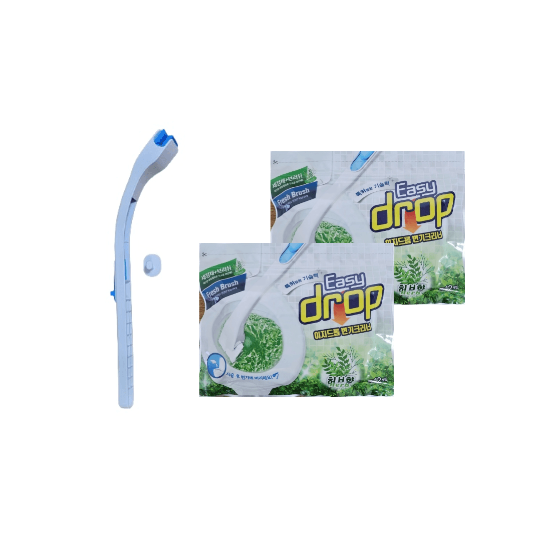 이지드롭 변기크리너 핸들1개+리필브러쉬2팩 / 핸들+허브향
