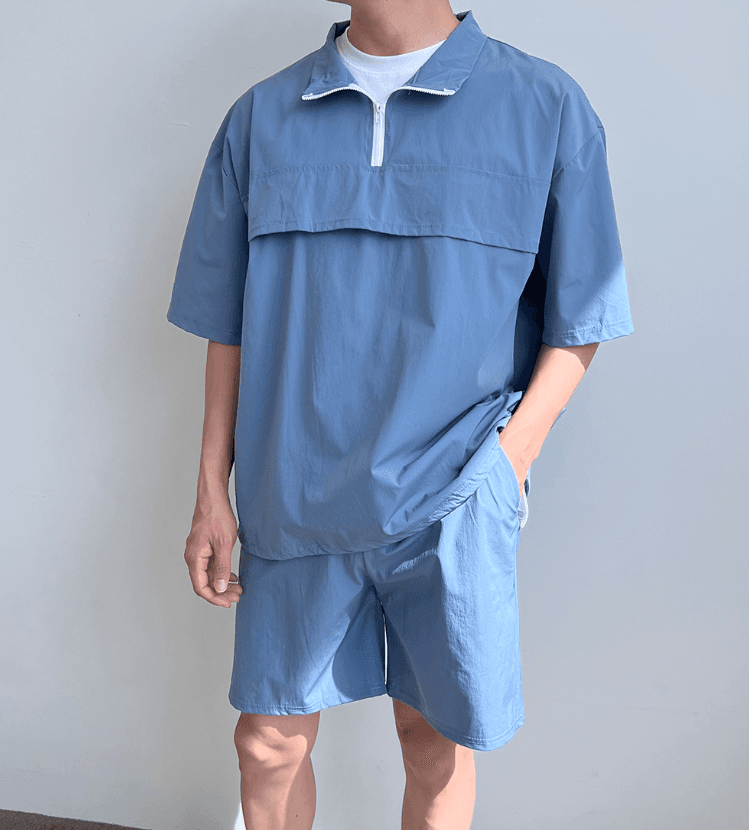 [3컬러/2사이즈] 신상아노락반팔반바지세트 남여공용가능 남성아노락세트 여성아노락세트 캐주얼 데일리 커플 여름 츄리닝 트레이닝 단체 체육 운동 반팔아노락 반집업 핑크공주 핑크왕자