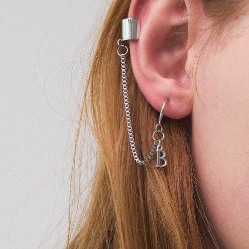 남자 귀걸이 귀찌 투핀 체인 이어커프 B TIME