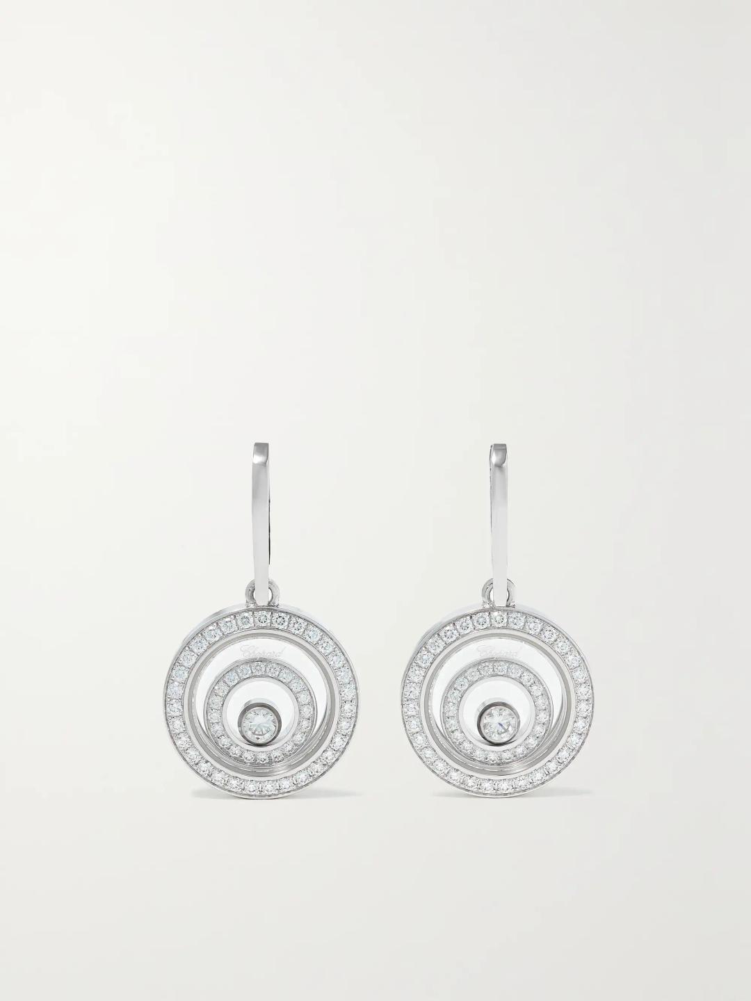 CHOPARD Happy Spirit 18-karat white gold diamond earrings | NET-A-PORTER