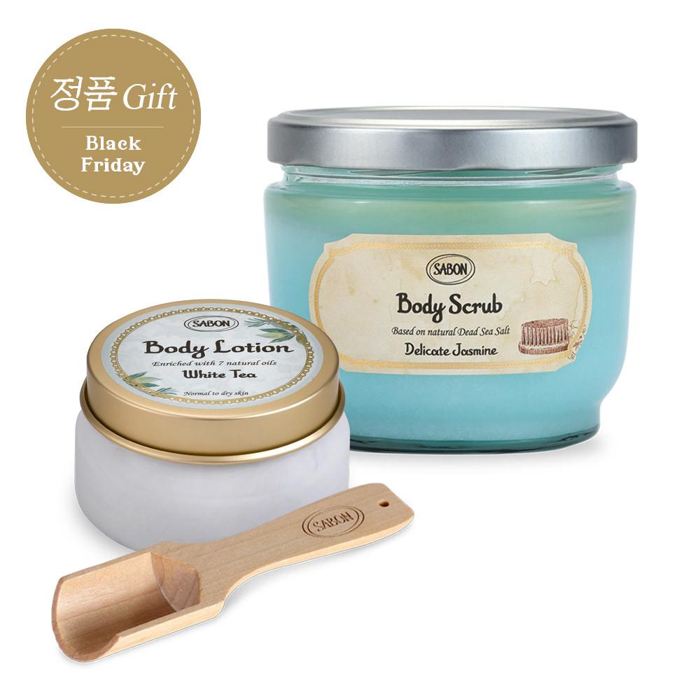 바디스크럽 자스민 600g +바디로션140ml, 우드스쿱증정