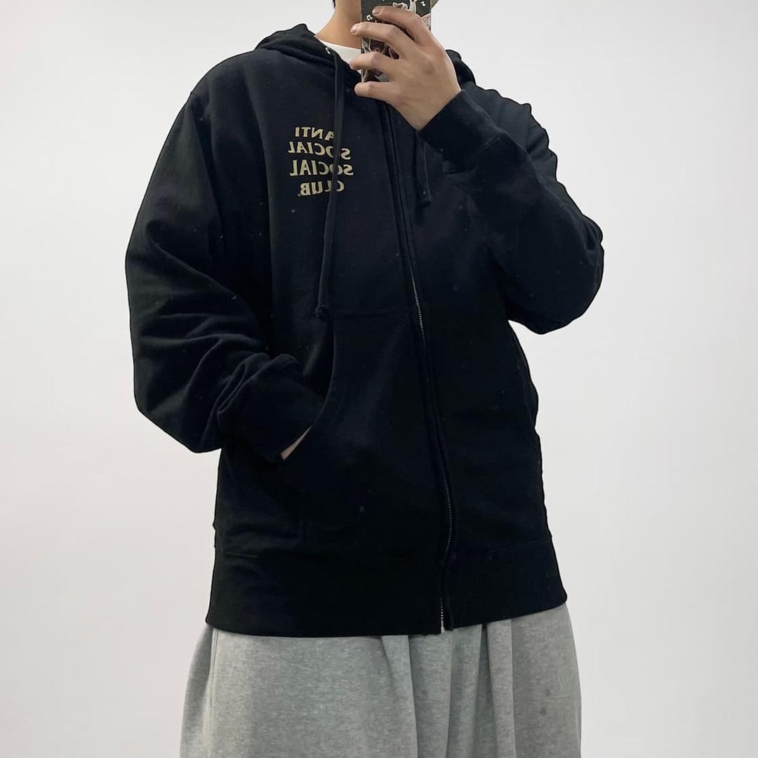 안티소셜클럽 스펠 로고 후드집업 블랙 | 후루츠패밀리
