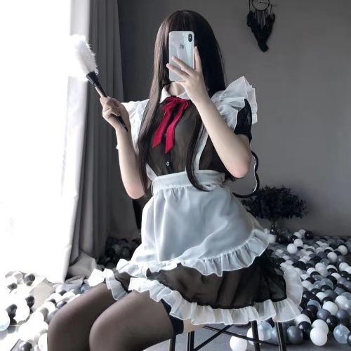 시스루 레드 리본 메이드