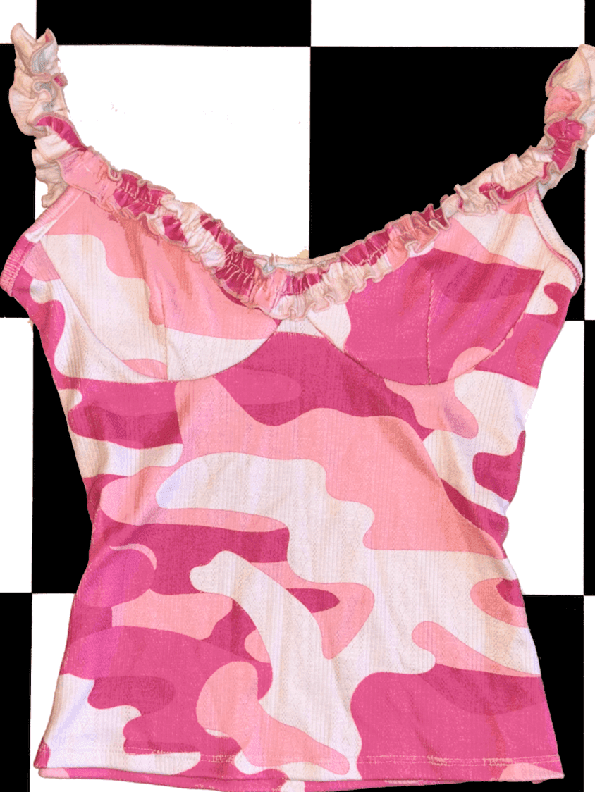 CAMO POINTELLE TOP IN PINK