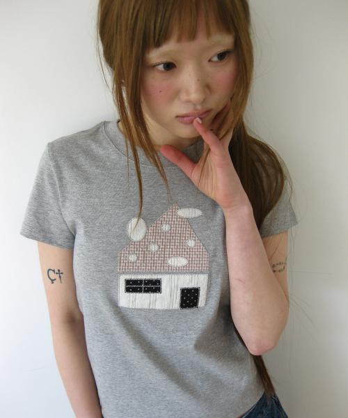 Dot home patch t-shirt, melange gray