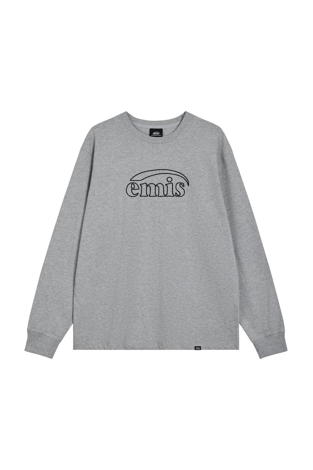 LONG SLEEVE CHAIN STITCH T-SHIRT-MELANGE GRAY
