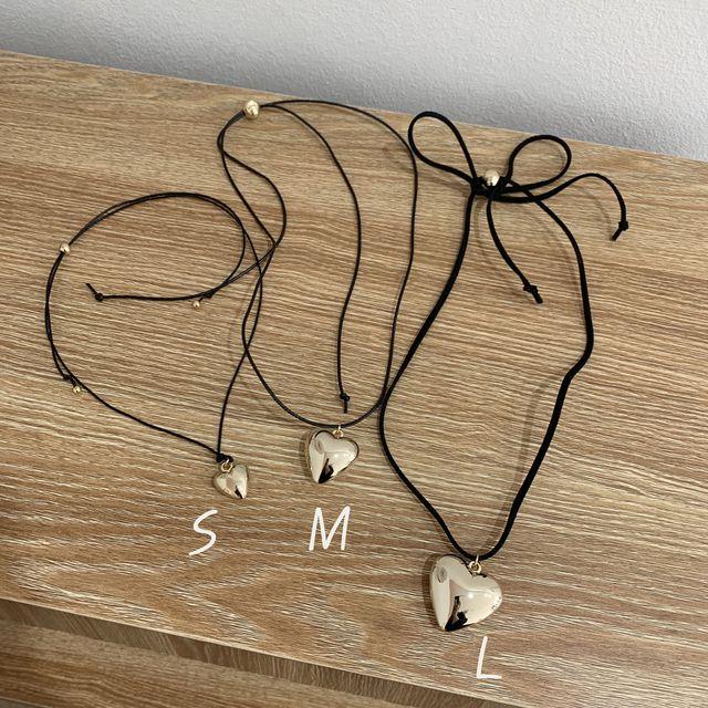 [3 size] 빅 하트 통통 스트링 롱 목걸이