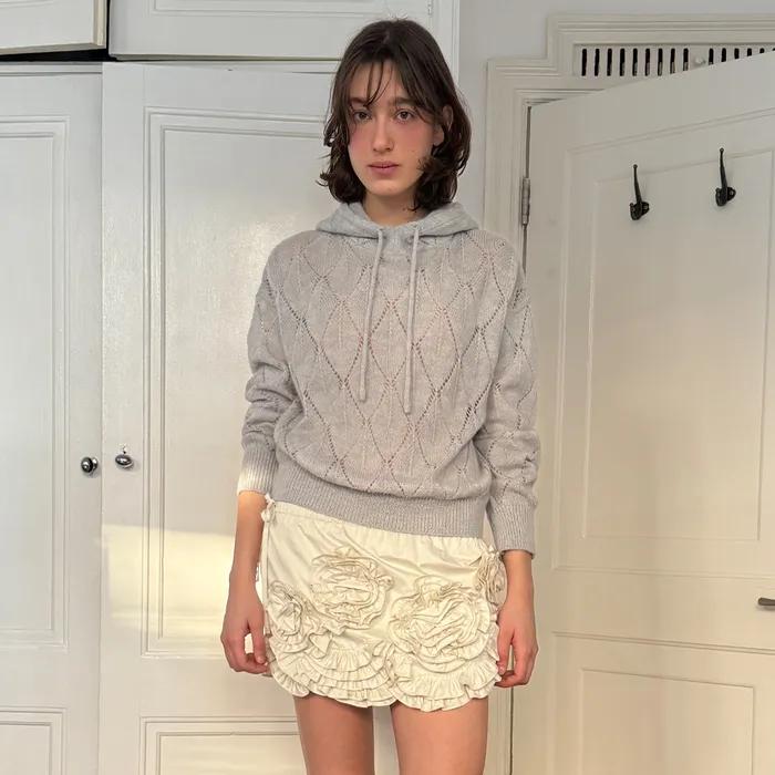 Diamond Hooded Knit (Melange Grey)