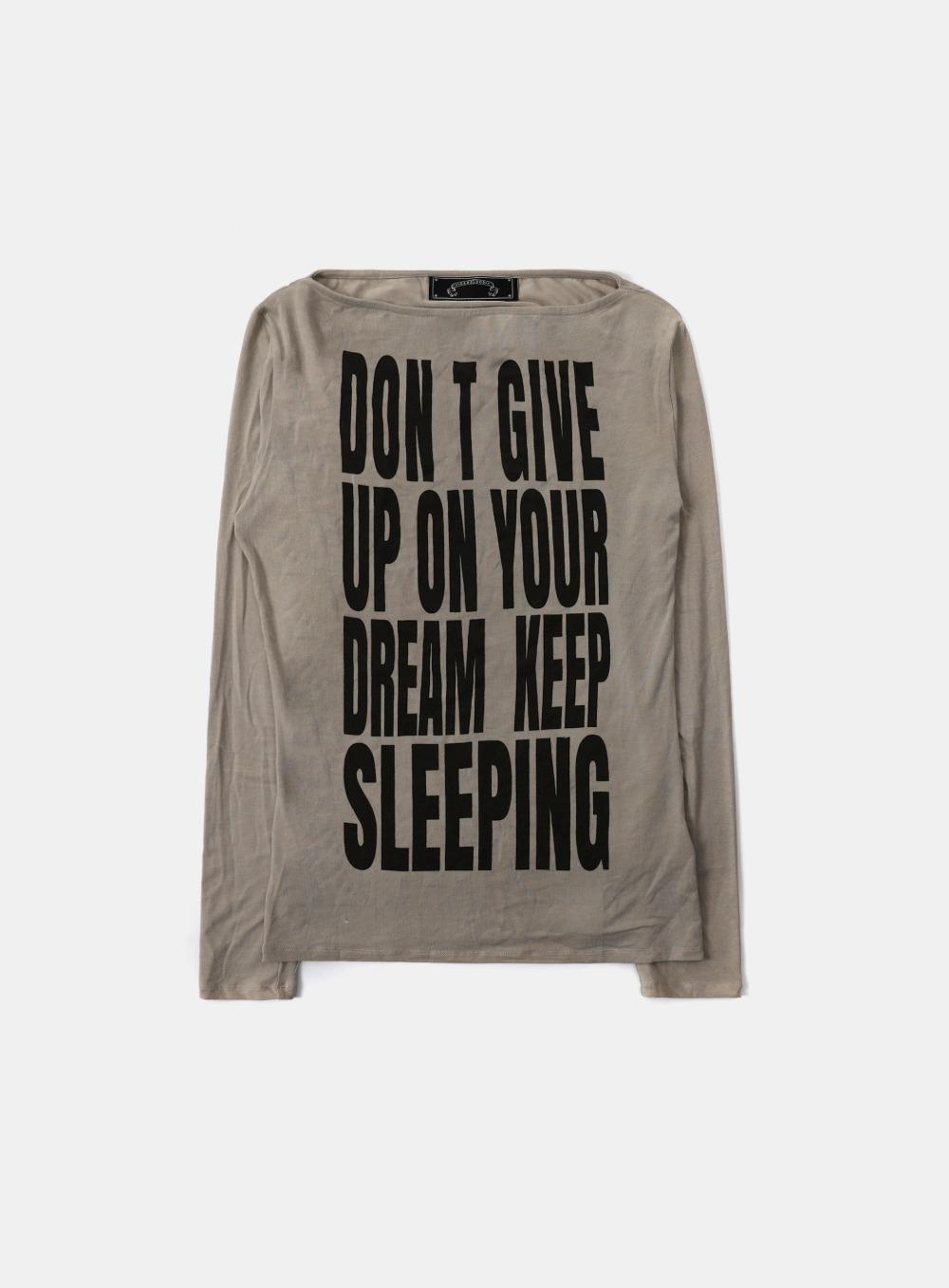 [w-tee25-174] KEEP SLEEPING 보트넥 루즈핏 티 - 샌드