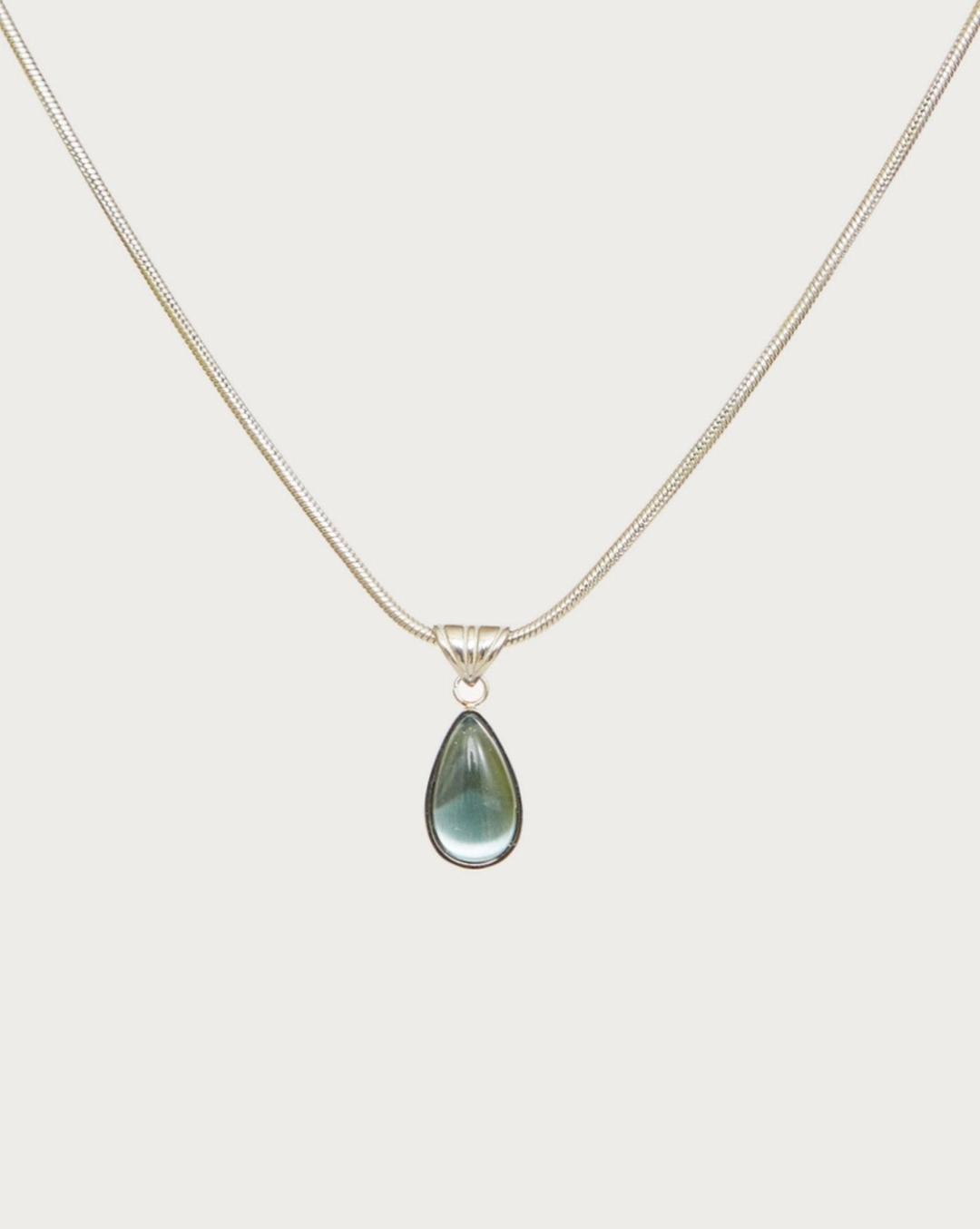 Waterdrop Necklace in Marine Blue - Silver-Marine Blue
