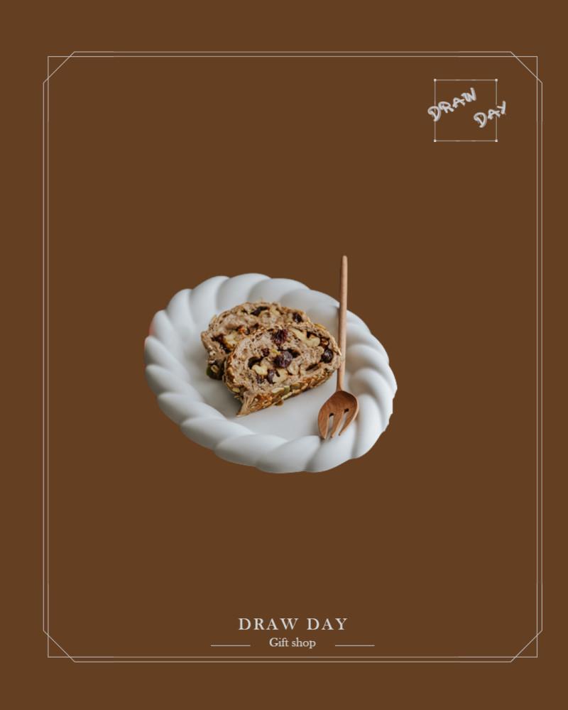 드로우데이 화이트 오발 접시 S 버터링 그릇 식기 디저트 오벌 플레이트