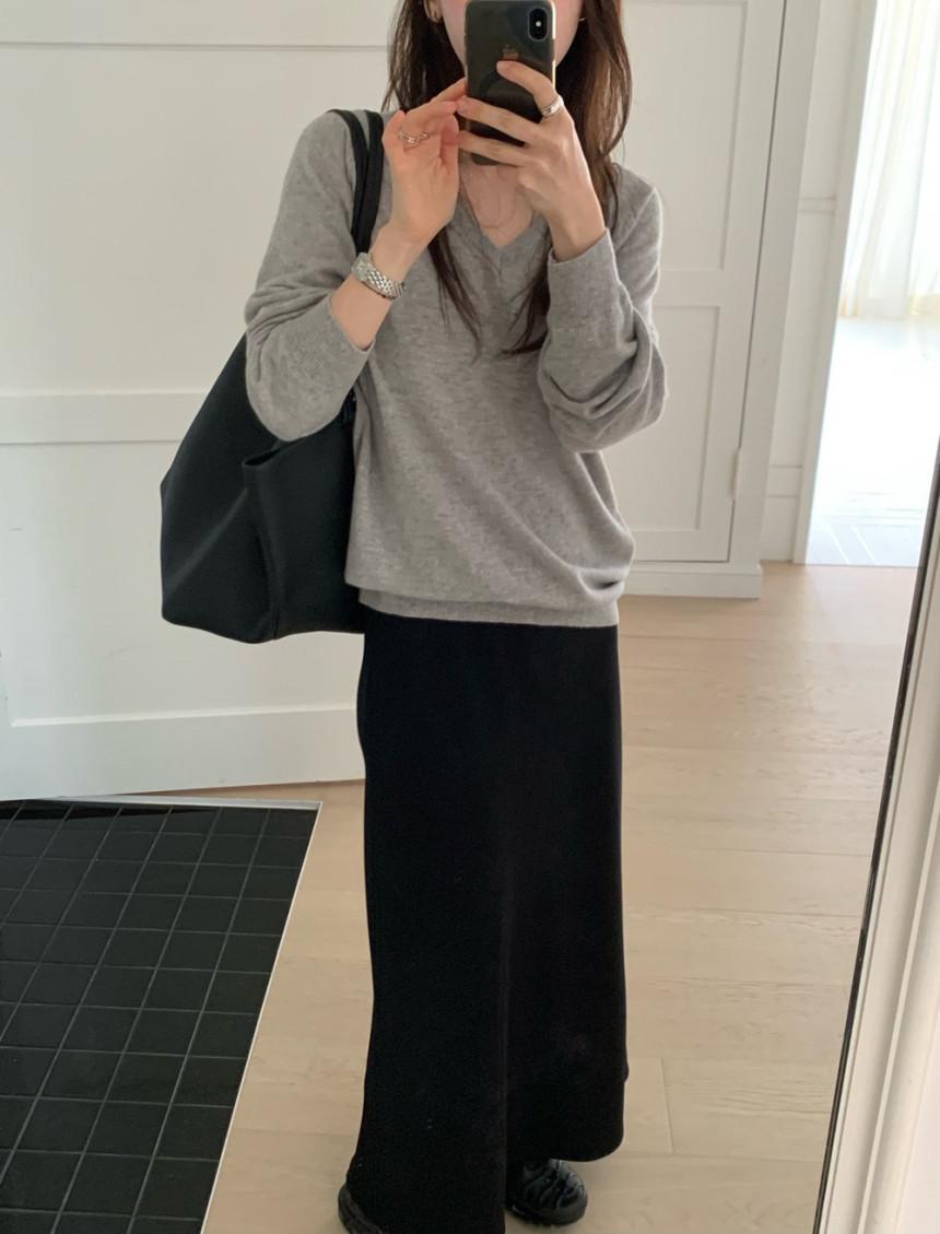 런던플랏 플라넬 캐시미어 브이넥니트 간절기니트 봄신상 브이넥 오버핏 레이어드 루즈핏니트