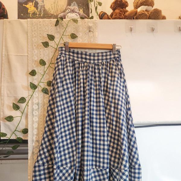 체크 호박스커트