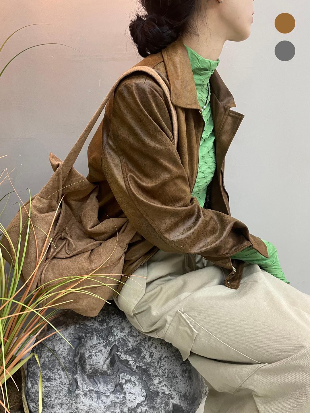 pigment washing blouson (brown/gray)