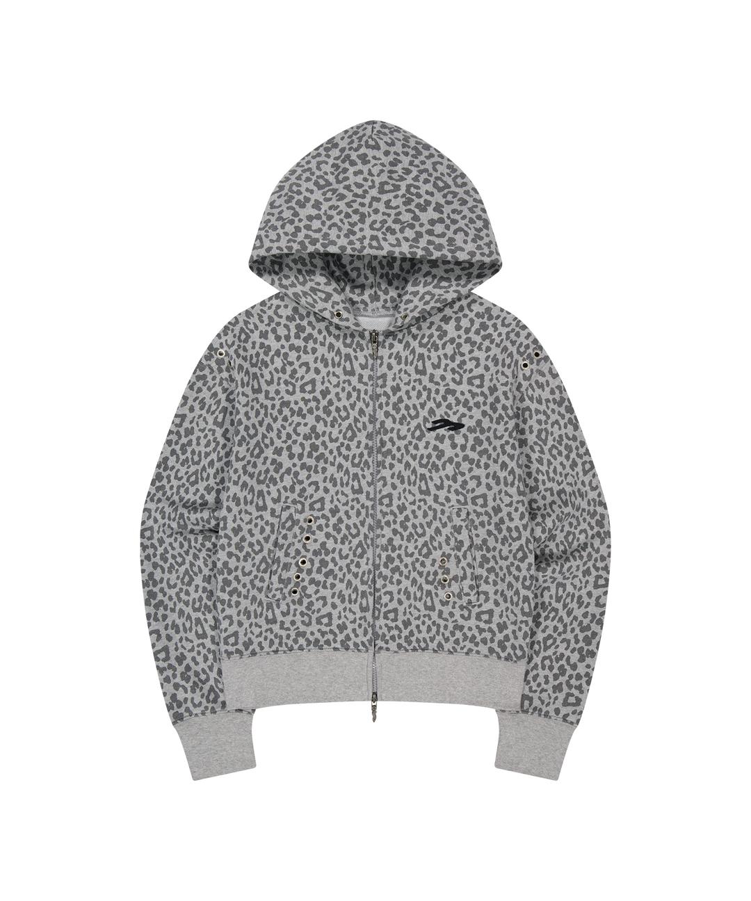 주영X탄산 후드집업 레오파드 그레이