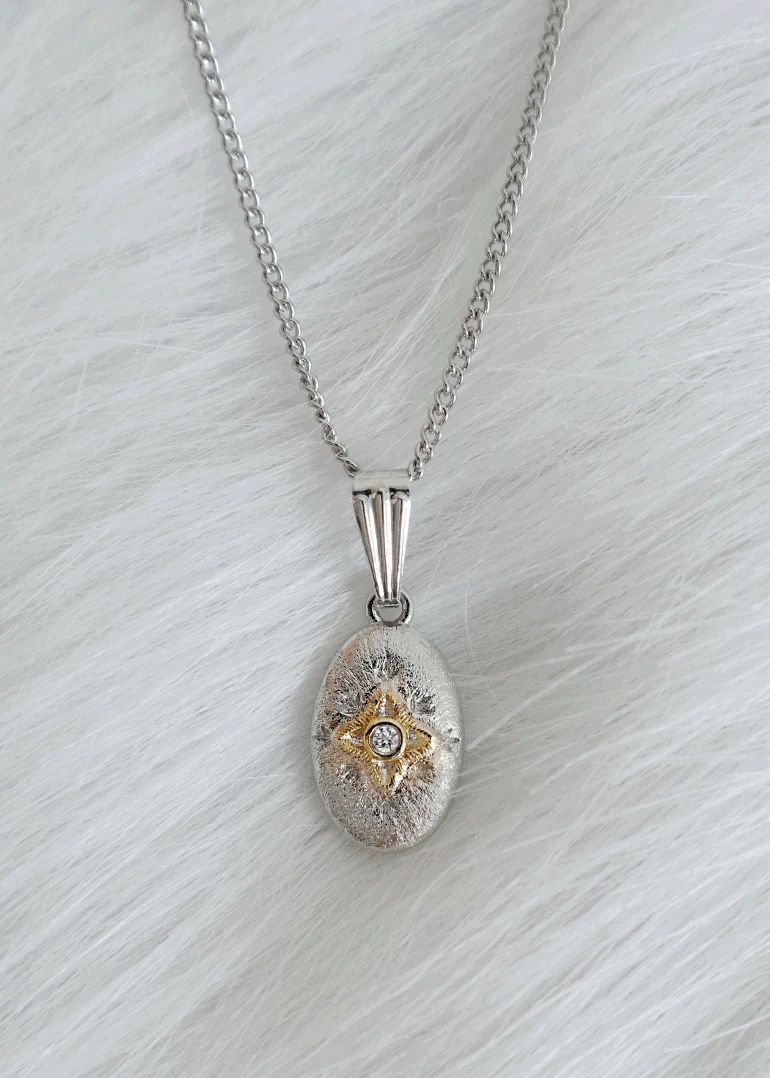 [s.steel] spark necklace | 스파크 섬광 각인 타원형 목걸이