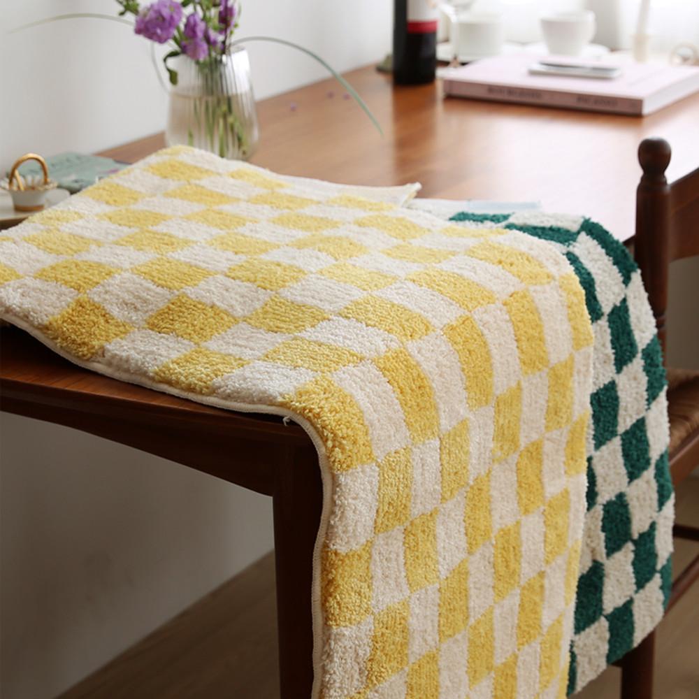 빨아쓰는 체커보드 체크 터프팅 미니 러그 주방매트 발매트 세트 욕실 거실 극세사 화장실