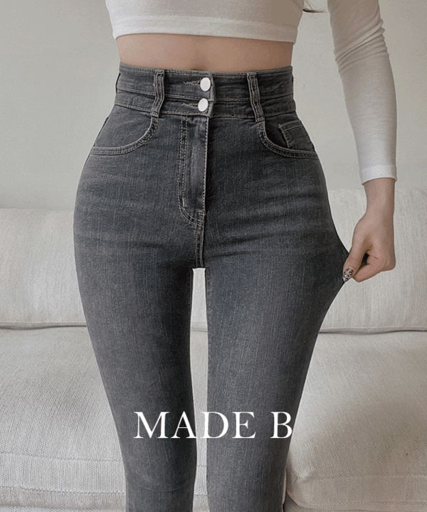 자체제작/ 당일출고 [ XS~/ 히든밴딩 ] 몽트 그레이 하이웨스트 투버튼 스키니진