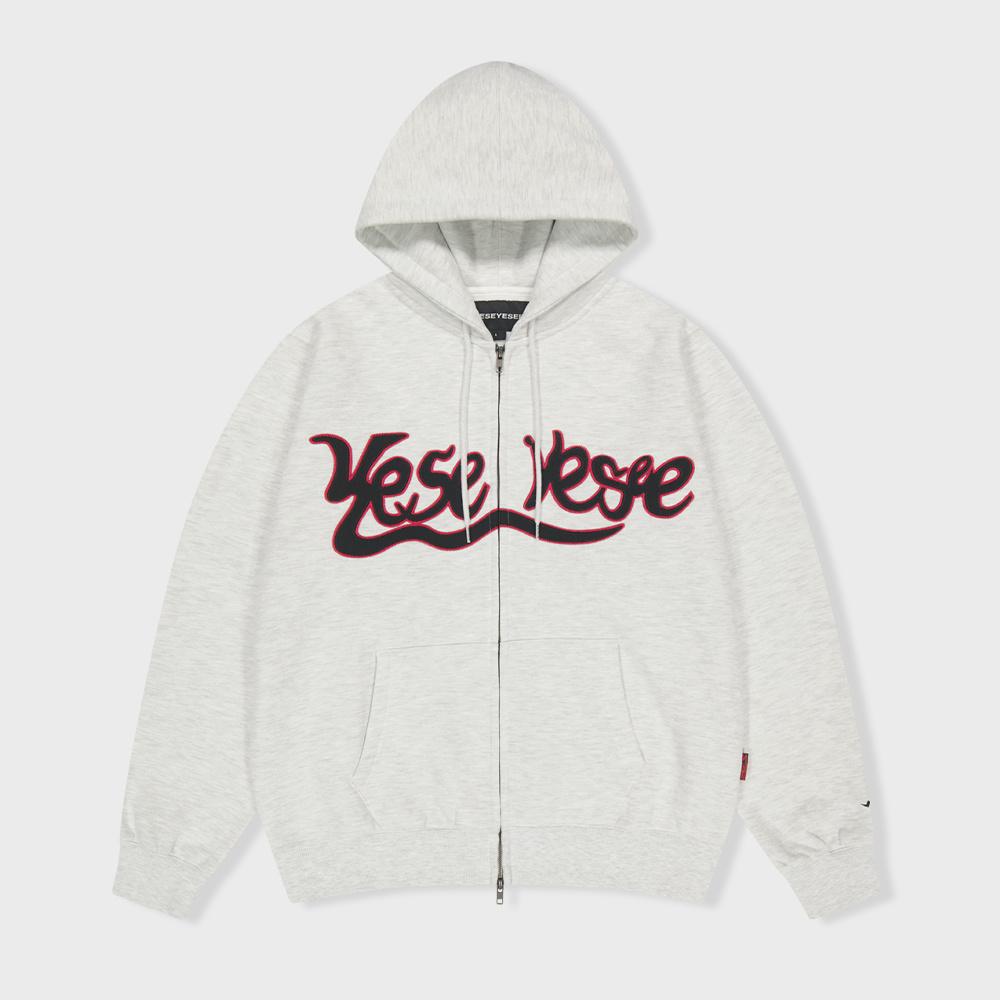 Y.E.S Snail Logo Zip-up Hoodie Light Grey