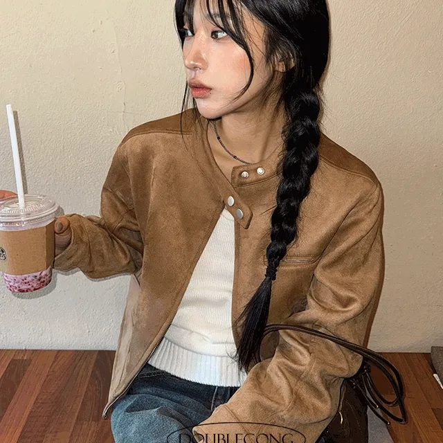 [당일발송🚀MADE/퀄리티보장]로멘 스웨이드 노카라 자켓(2colors)