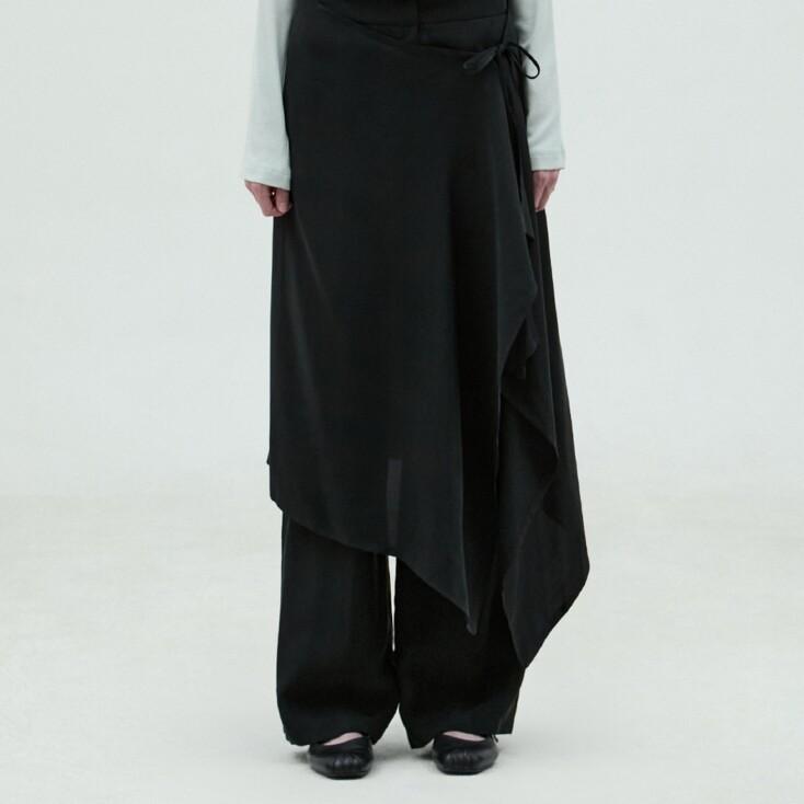 Layered Skirt Pants (Black)