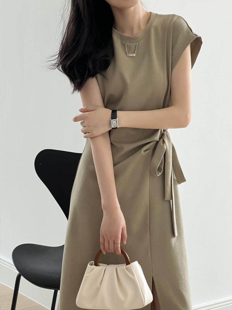 [전컬러당일]theh 오드리 라이크라스판 리본 원피스