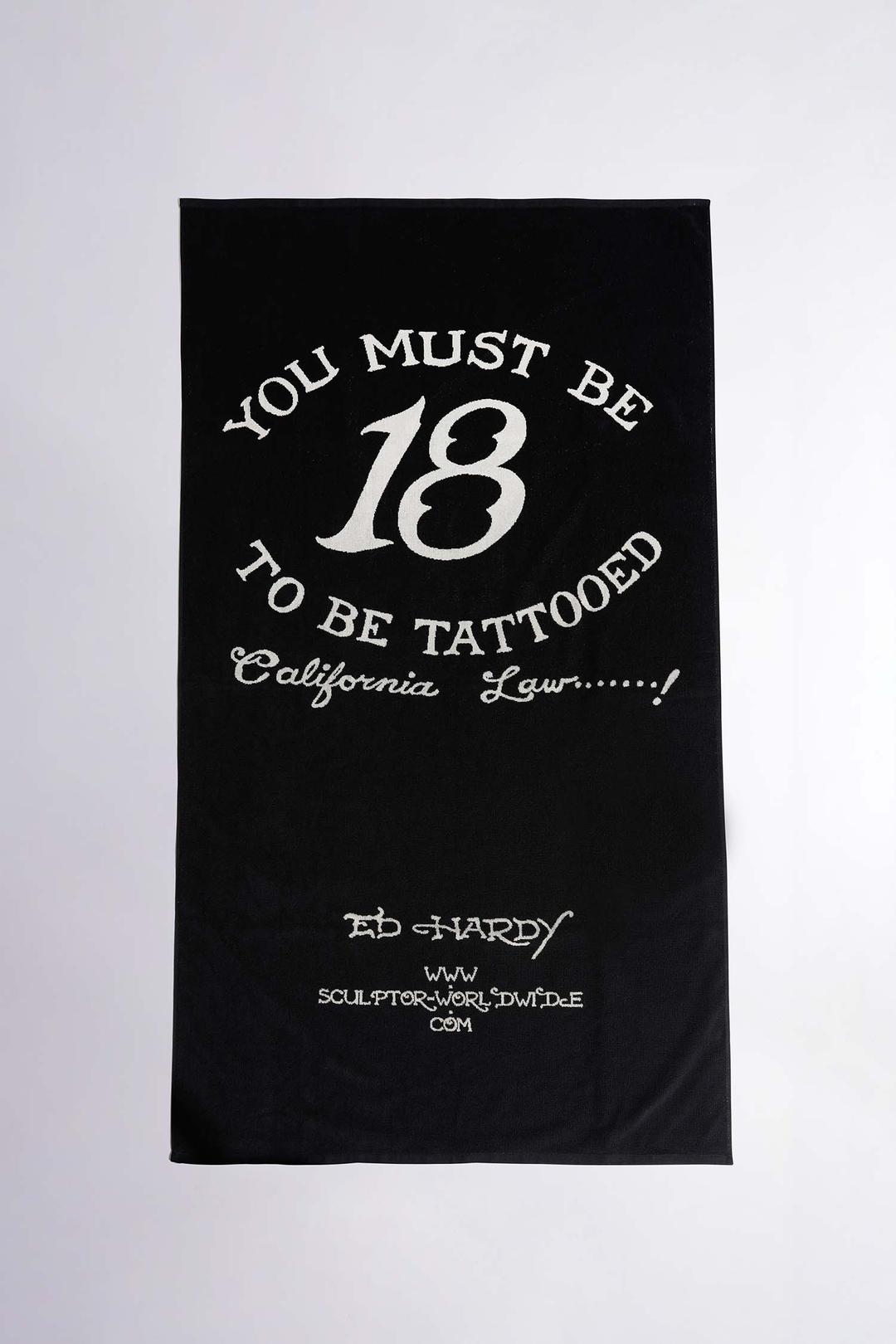 [Sculptor X Ed Hardy] Tattoo Jacquard Beach Towel Black/Ivory