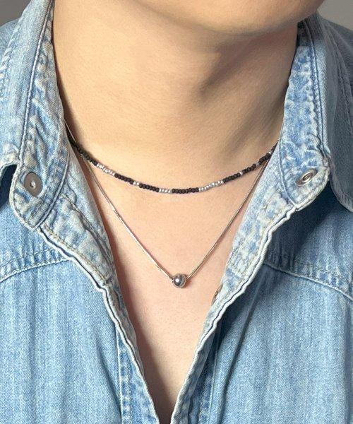 [SET]  핸드메이드 유리 비즈 & 실버볼 레이어링 목걸이