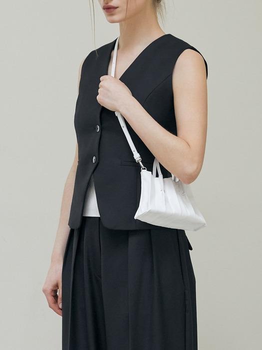 Lucky Pleats Canvas Coated Baby Bag White